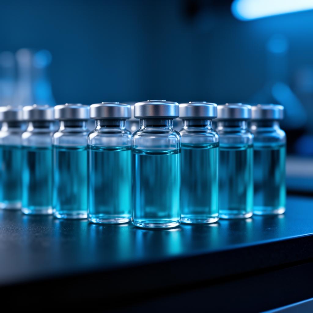 Row of premium peptide research vials